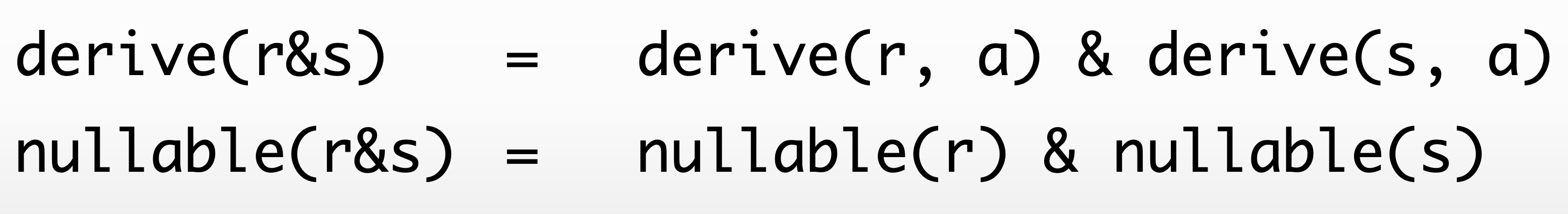 derive and nullable functions for the and operator