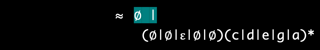 simplified `∅(c|d|e|g|a)*` to `∅`