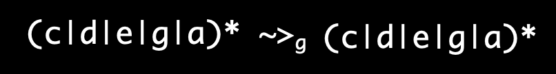 derivative of `(c|d|e|g|a)*` is `(c|d|e|g|a)*`
