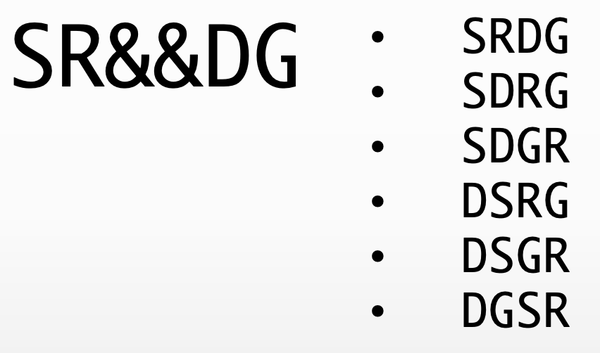 All strings accepted by SR interleaved with DG