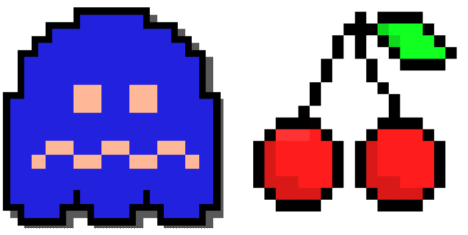 ghost and cherries from Pac-Man