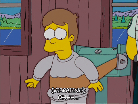 Imagine public speaking while you are on an exercise belt. Credit: Young Homer Simpson from the Simpsons.