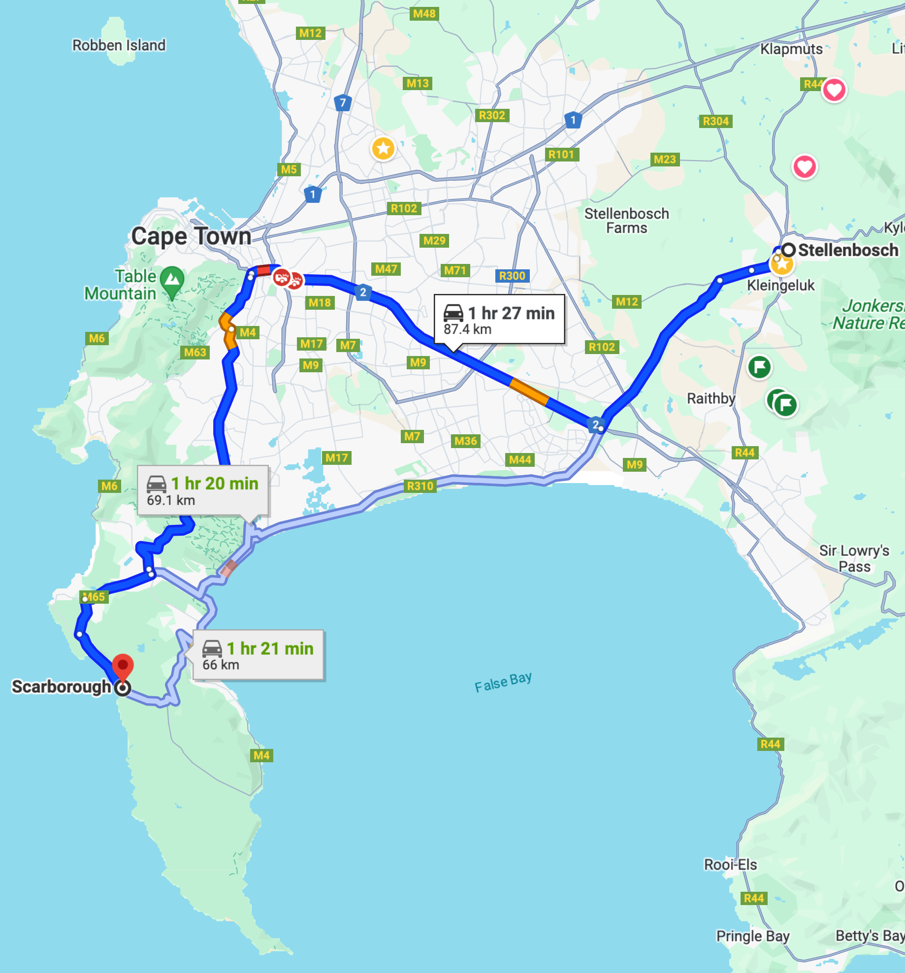My drive from home to the Cape Town functional programming meetup