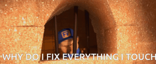 Fix-It Felix Jr. in jail, where it isn’t very useful to fix things if you want to escape — as seen in Wreck-It Ralph