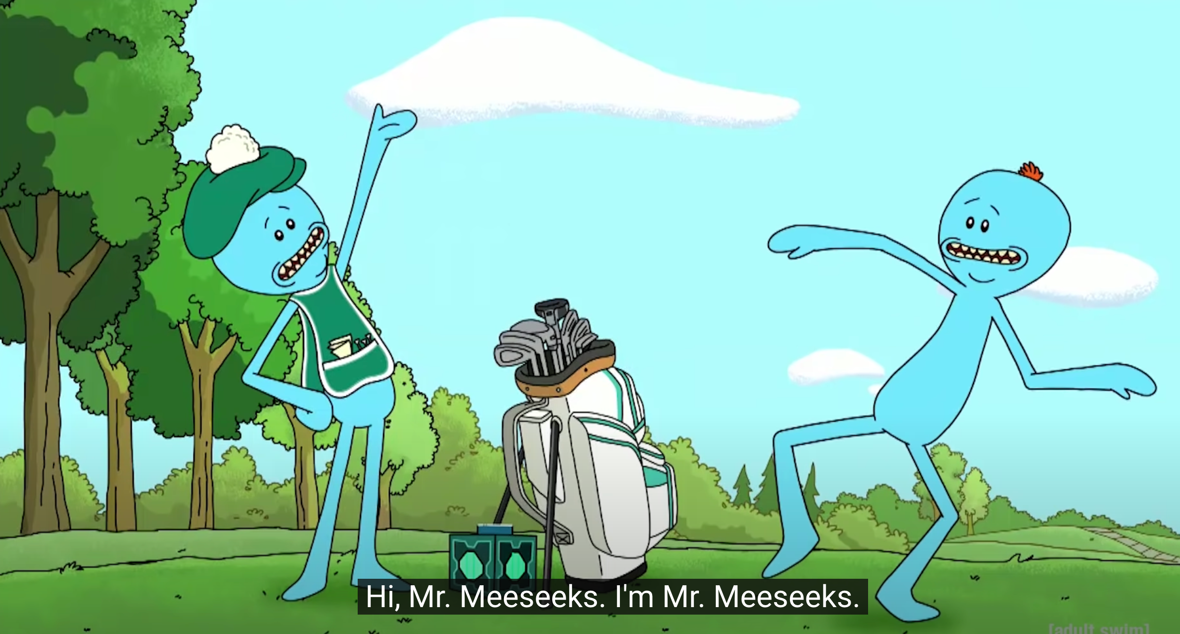 Mr. Meeseeks recursively summoning Mr. Meeseeks to accomplish the impossible task of taking two strokes off Jerry’s golf game — as seen on Rick and Morty